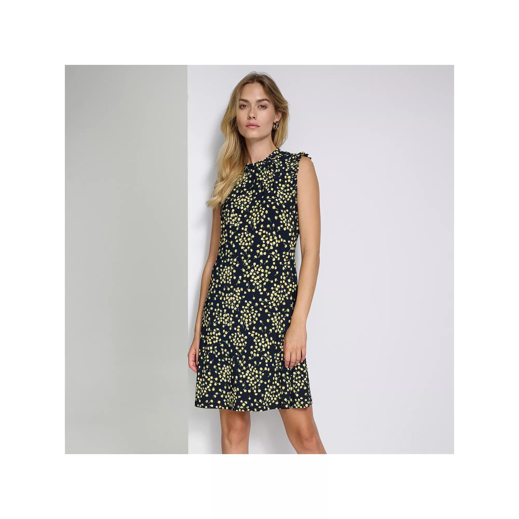 Women's Harper Rose Sleeveless Ruffle Shift Dress, Size: 8, Yellow Ditsy Product Image