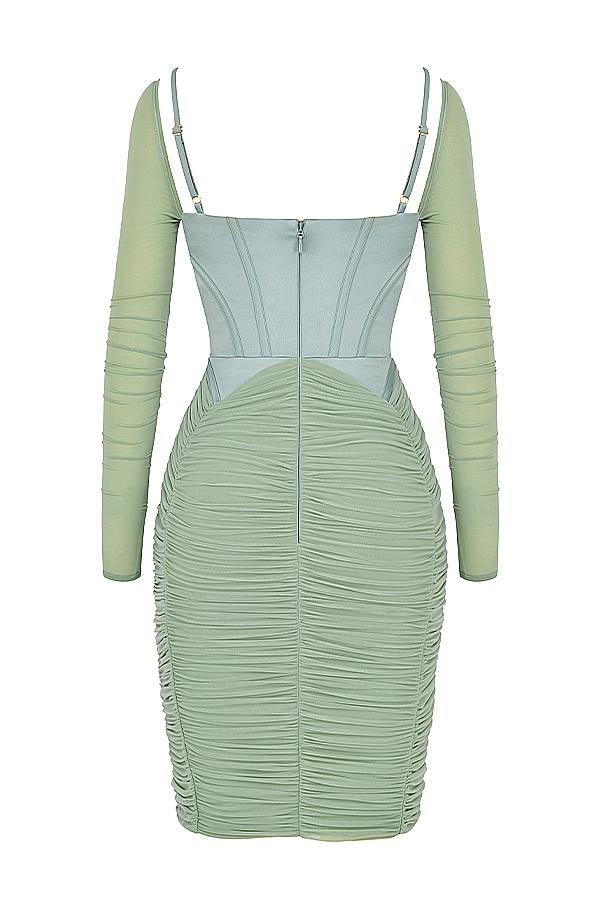 Freyja  green gathered corset dress - sale Product Image