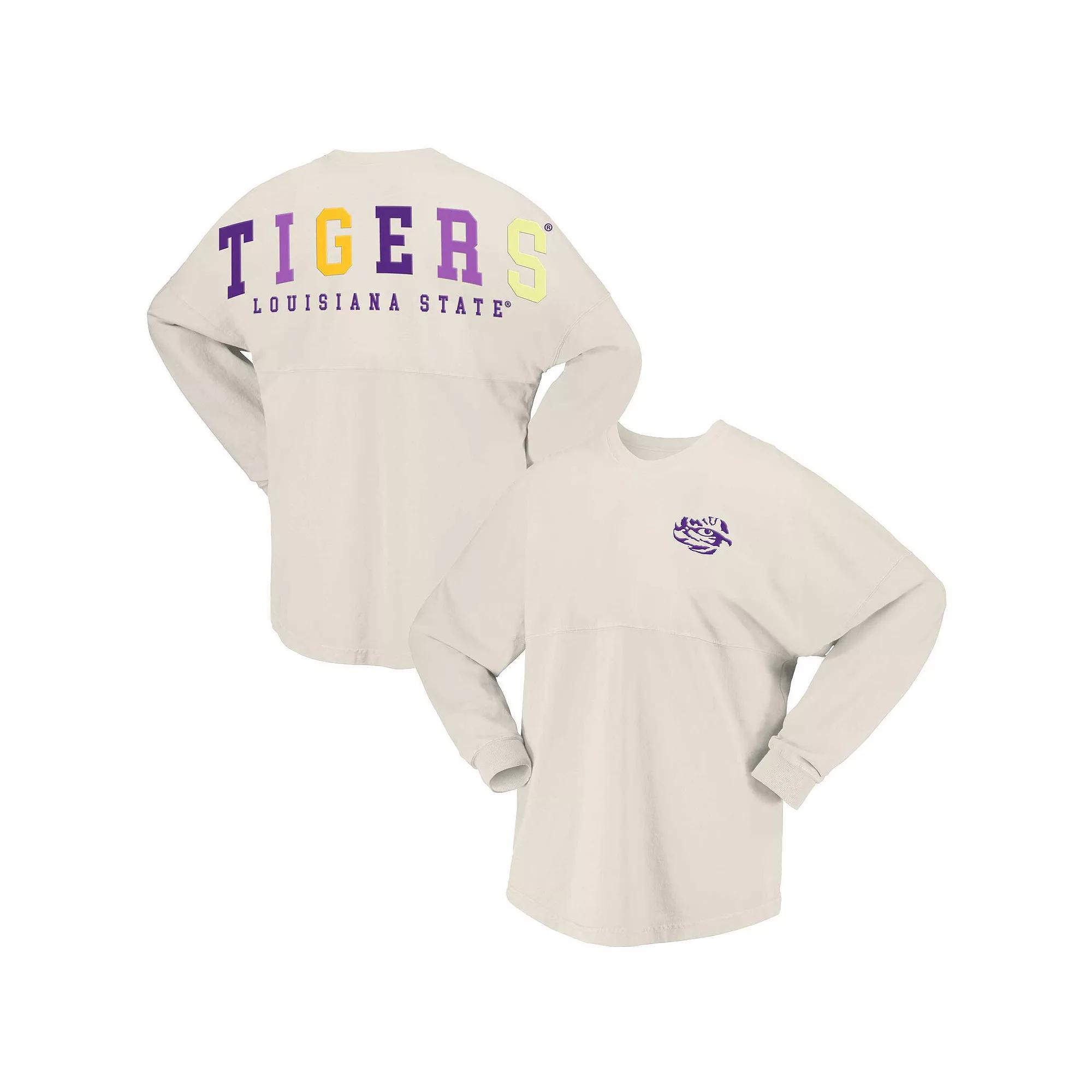 Women's Spirit Jersey Tan LSU Tigers Rainbow Arch Long Sleeve T-Shirt,  Product Image