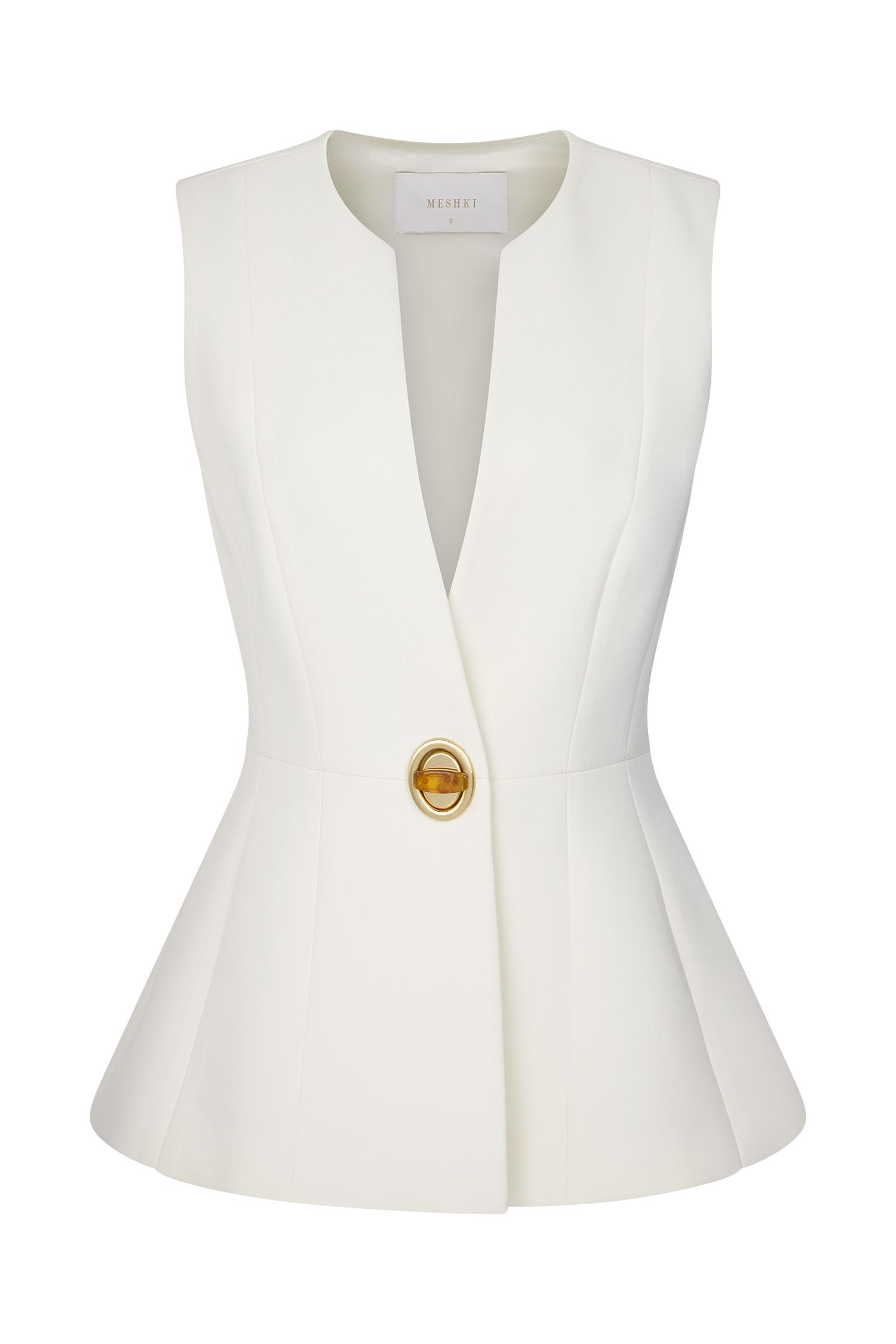 Angelie Suiting Vest Top - Ivory Product Image