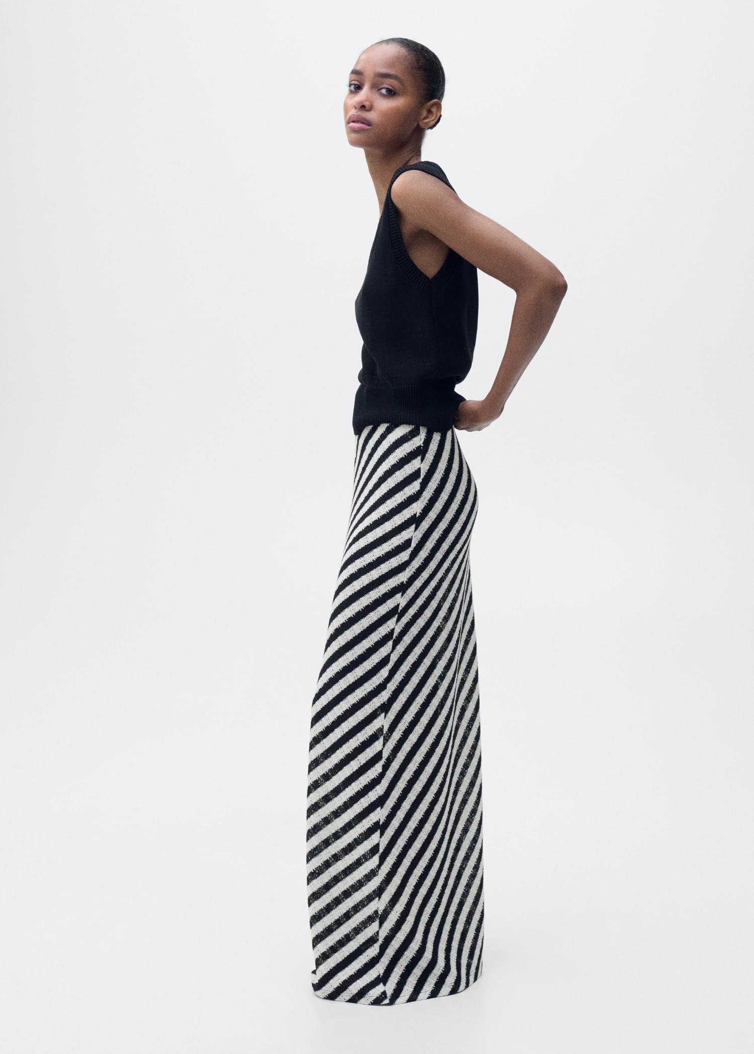 Long striped knitted skirt - Women | MANGO USA Product Image