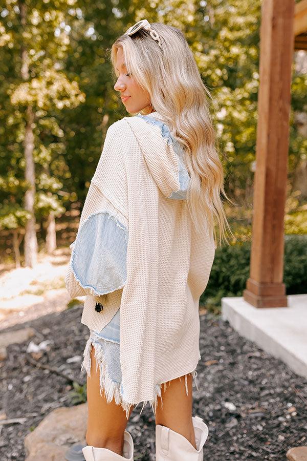 Autumn Sweetheart Waffle Knit Sweater in Cream Product Image