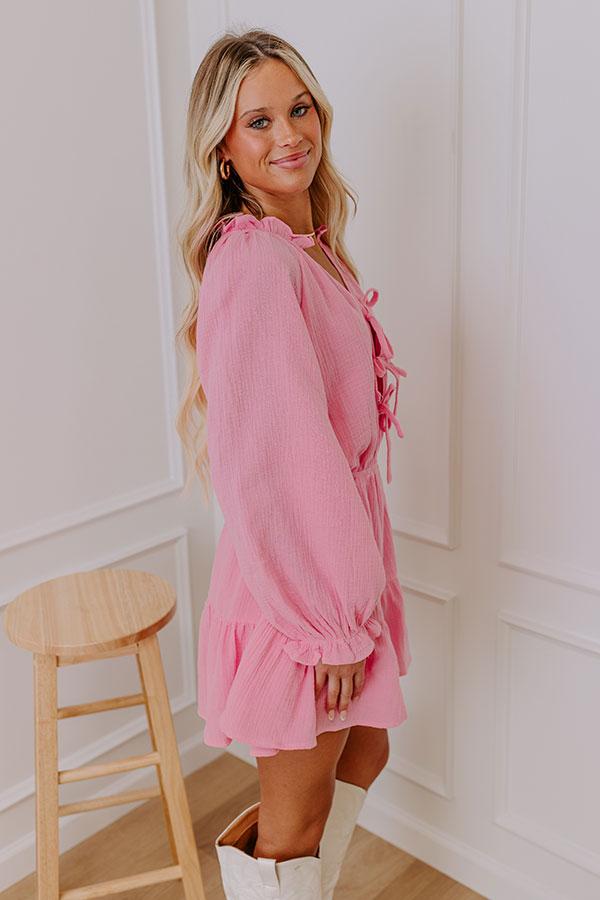 Spring Fling Front Tie Romper in Pink Product Image