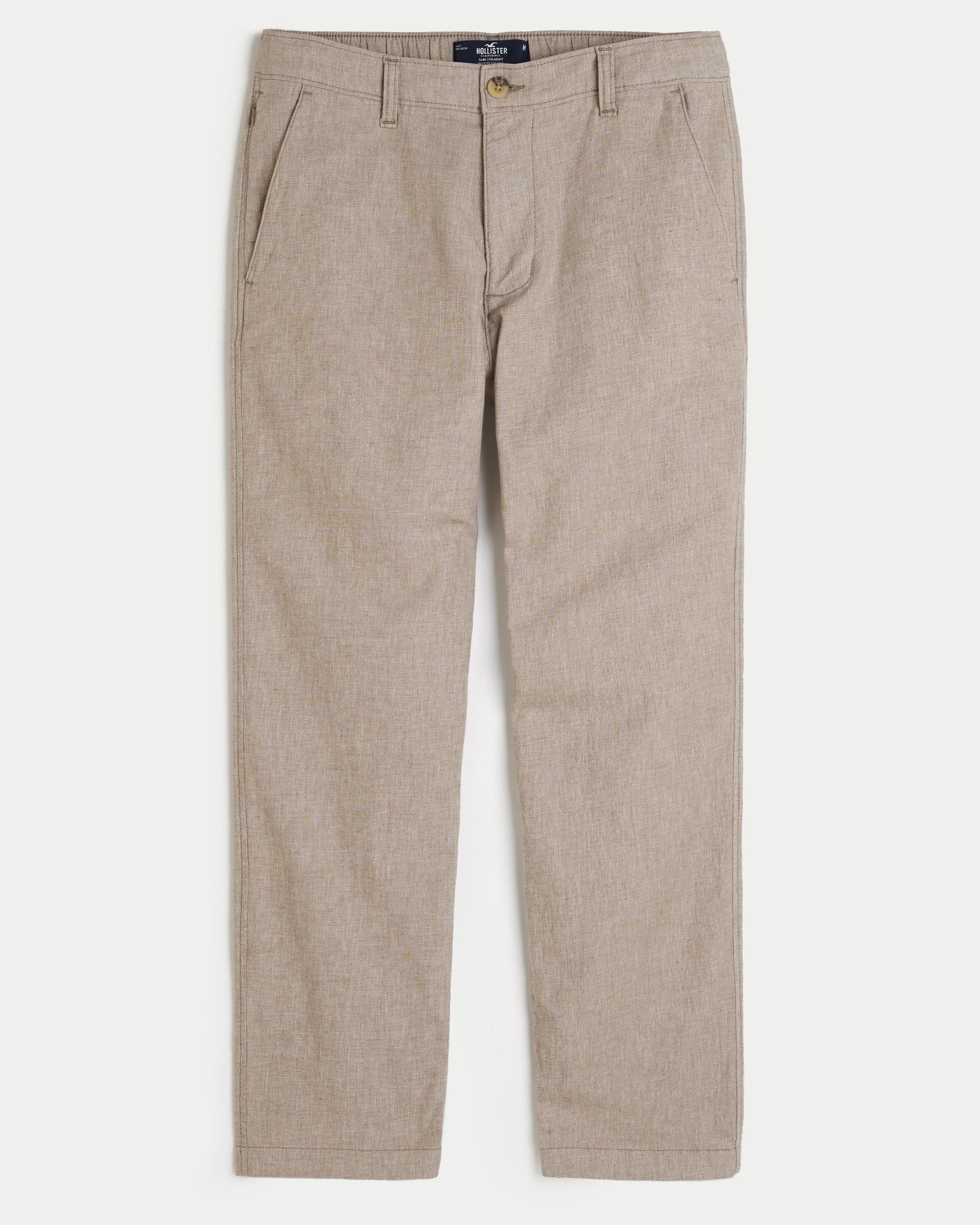 Slim Straight Stretch Linen-Blend Pants Product Image