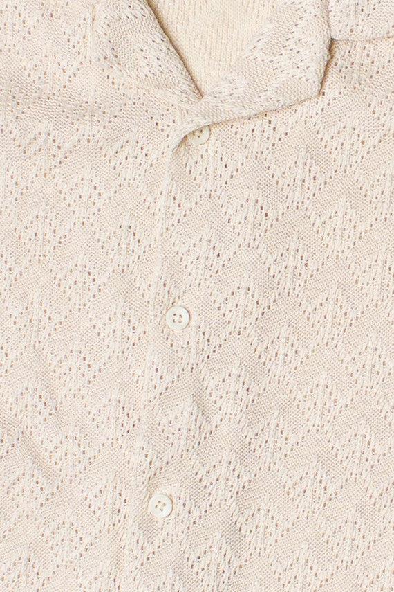 Textured Diamond Crochet Button Up Shirt Product Image