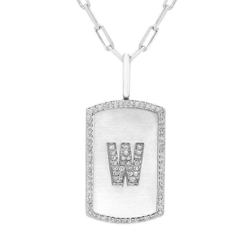 It's Personal Initial Sterling Silver & 1/4 Carat T.W. Diamond Dog Tag Necklace, Women's,  Product Image