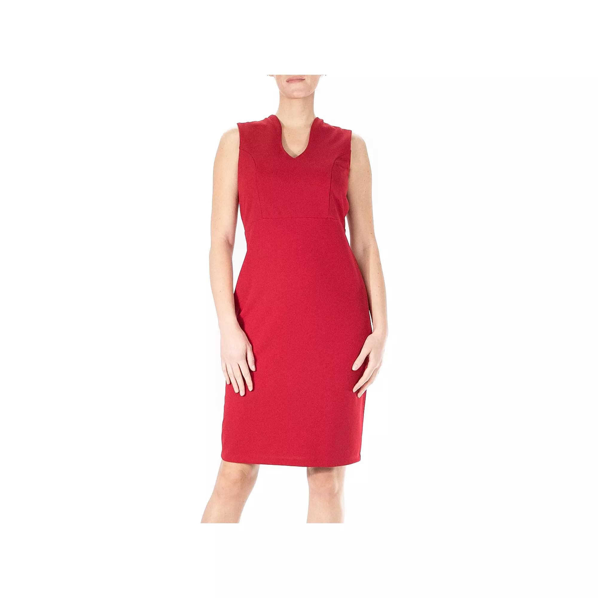 Women's Nina Leonard U-Neck Midi Sheath Dress, Size: Large, Nina Red Product Image