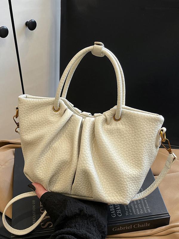 Pleated Solid Color Zipper Crossbody Bags Handbags Product Image