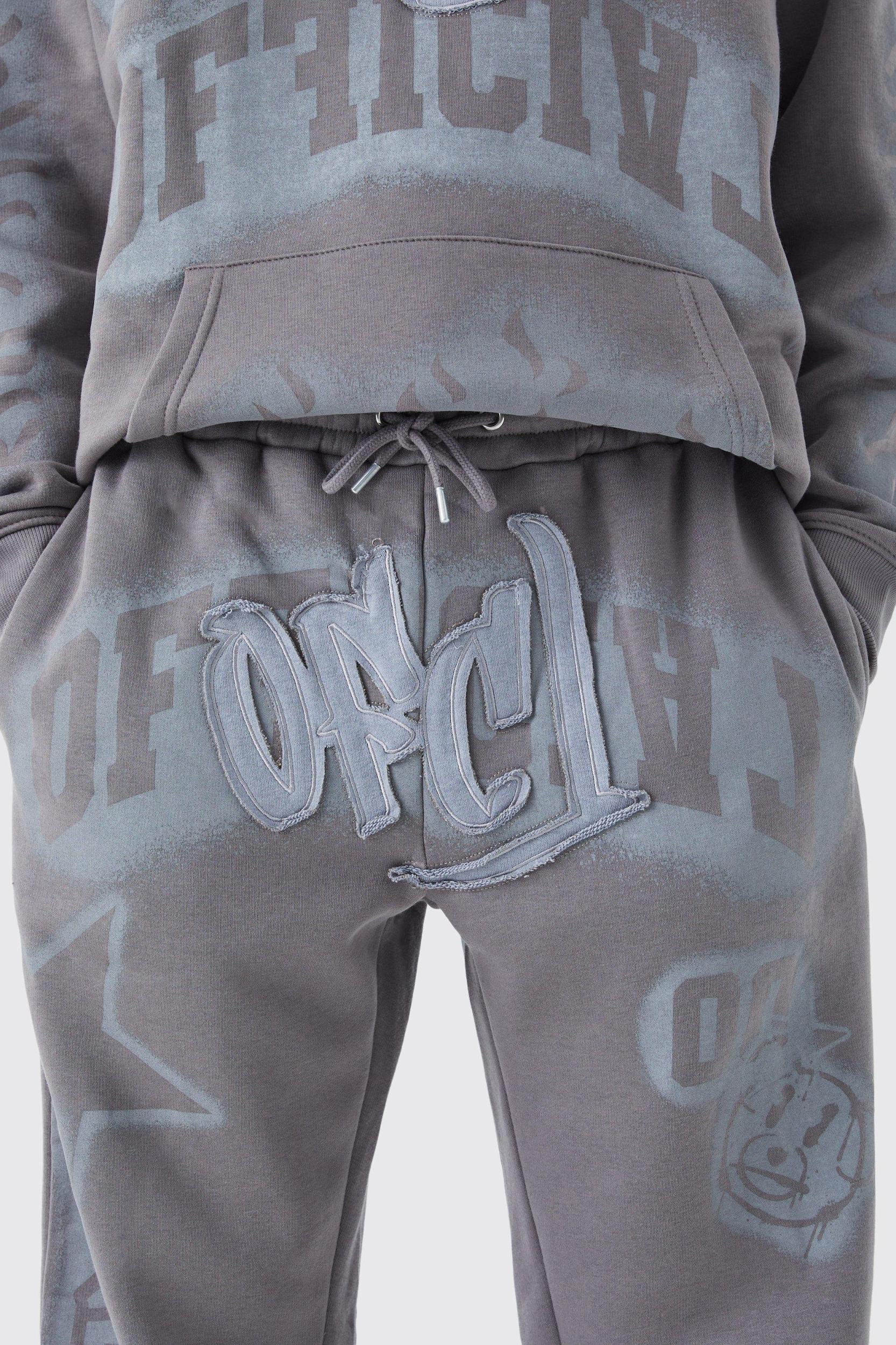 Relaxed Graffiti Applique Sweatpants | boohooMAN USA Product Image