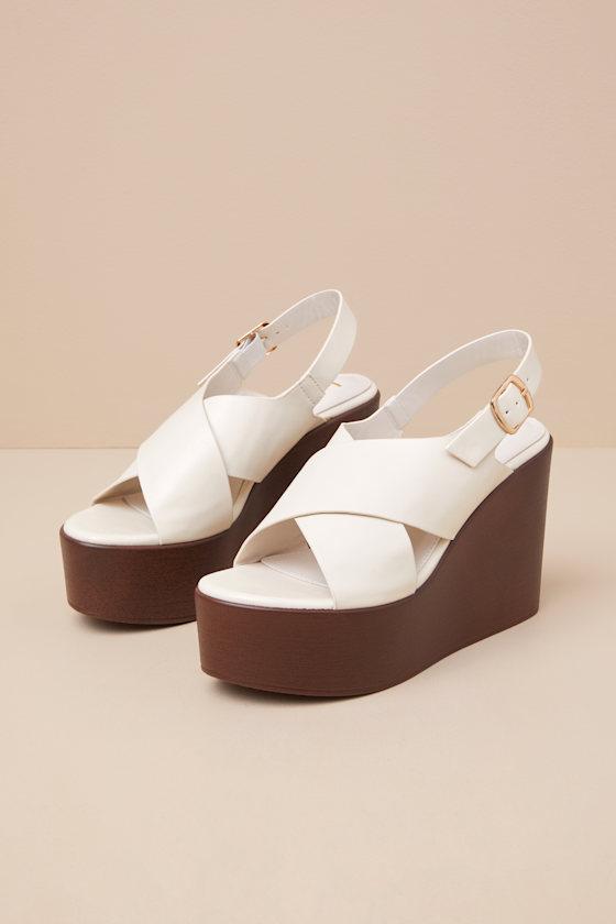 Steena Bone Platform Wedge Sandals Product Image