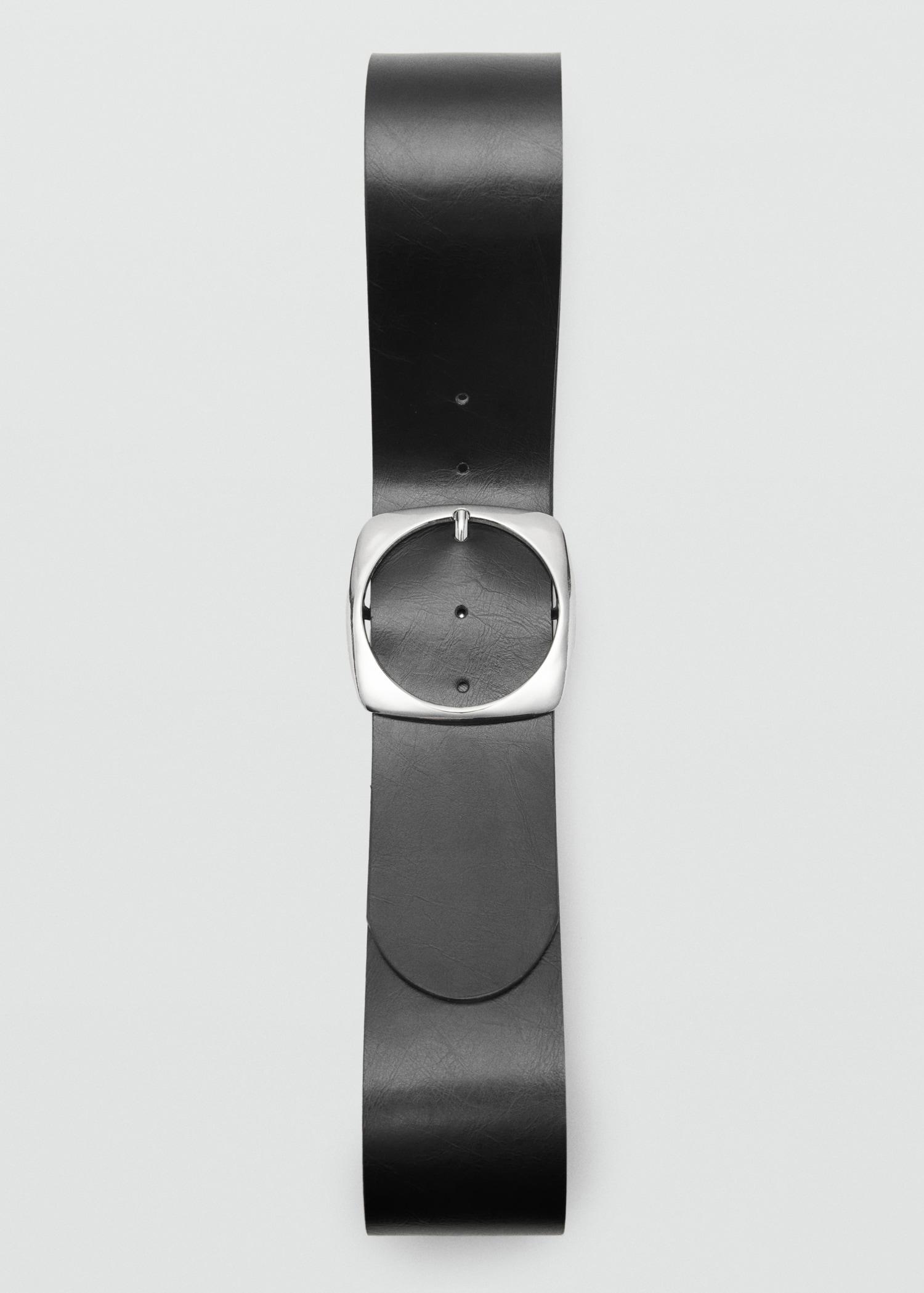 Leather belt with oval buckle - Women | MANGO USA Product Image