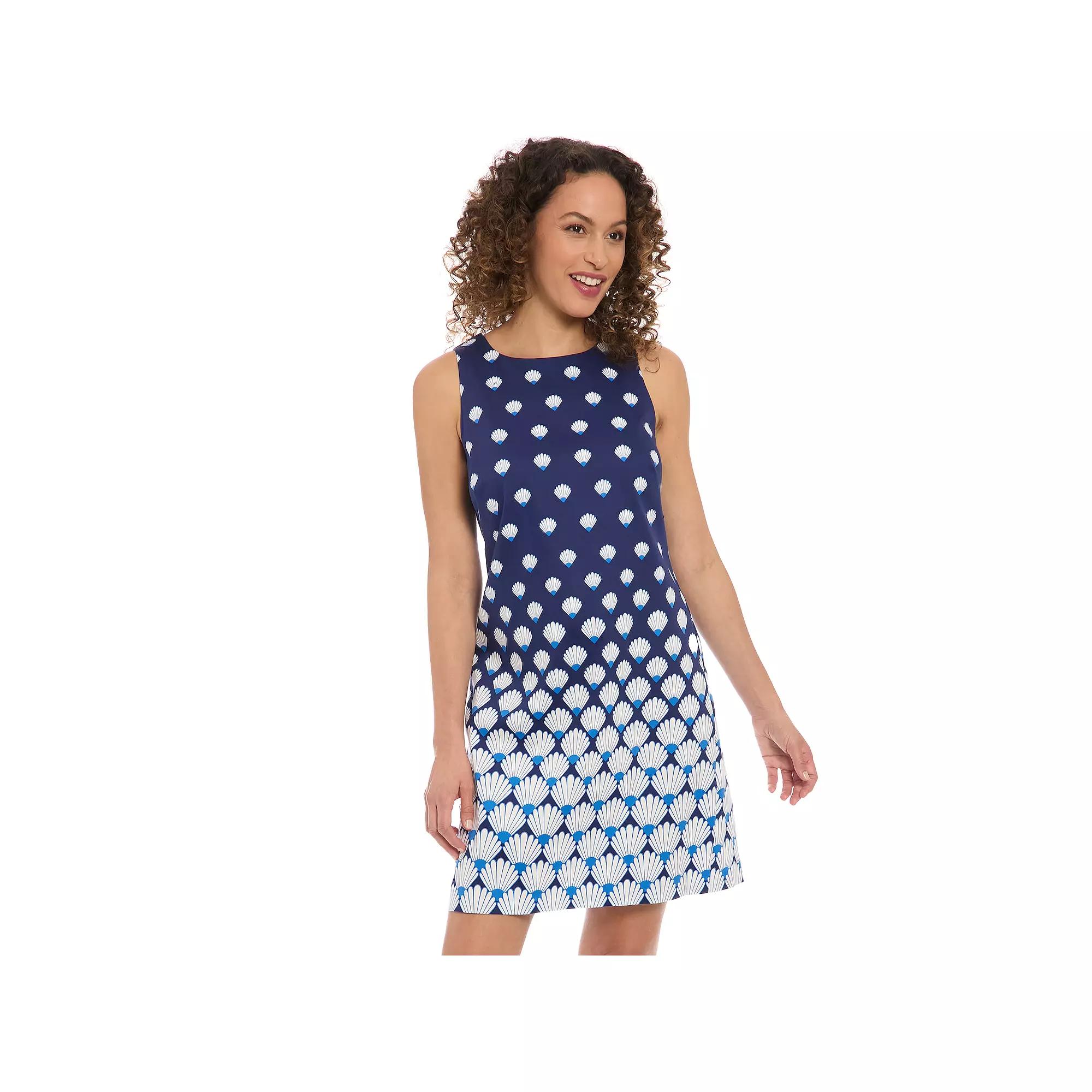 Women's London Times Sleeveless Shift Mini Dress, Size: 16, Navy White Product Image