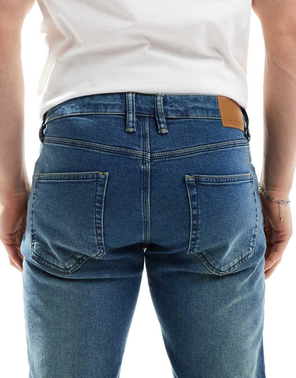 French Connection tapered jeans in washed blue Product Image
