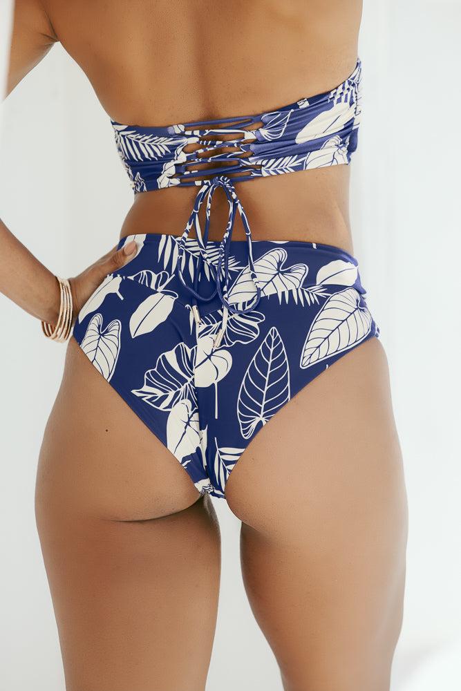 Crisscross Hourglass® Cheeky Bikini Bottoms - Blue Palm Product Image