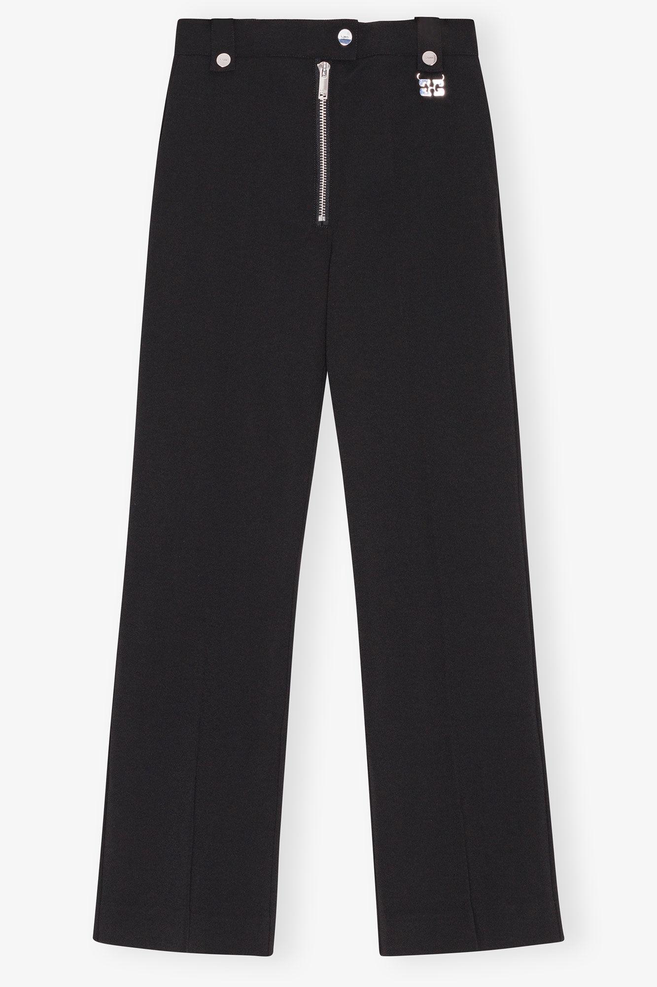 Black Bonded Crepe Pants Product Image