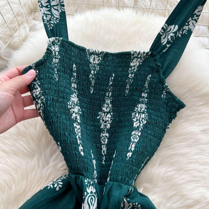 Sleeveless Pattern Wide Leg Jumpsuit Product Image