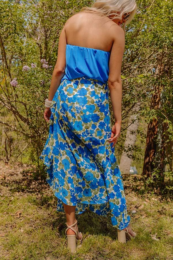 Only Sunshine Floral Skirt In Royal Blue Product Image