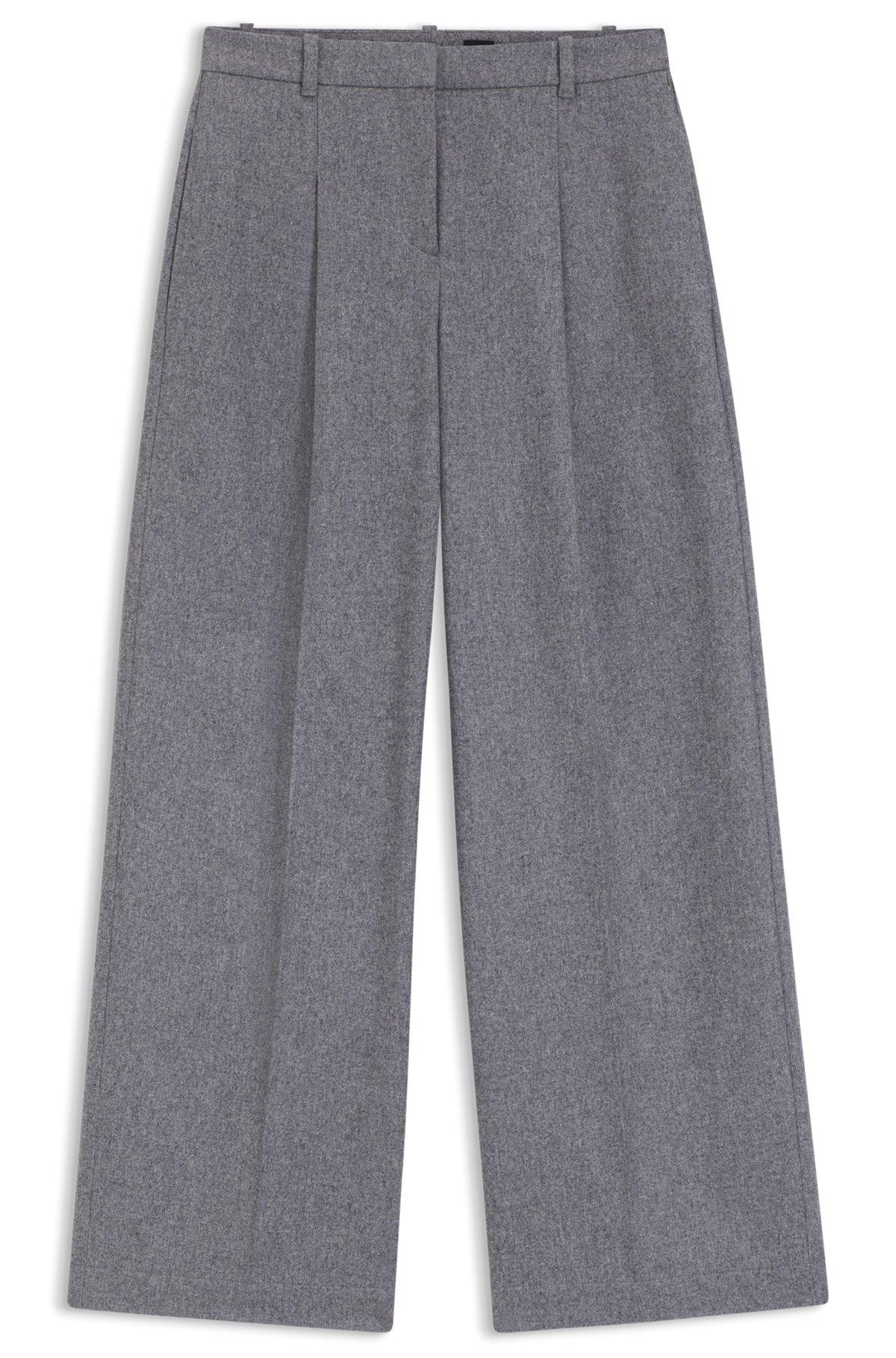 Regular-fit wide-leg trousers in soft flannel Product Image
