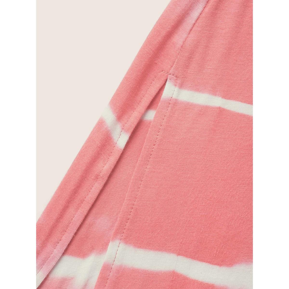 Plus Size U Neck Tie Dye Split Hem Tank Dress Pink Women Casual Non U-neck Sleeveless Curvy Midi Dress BloomChic 22-24/3X Product Image