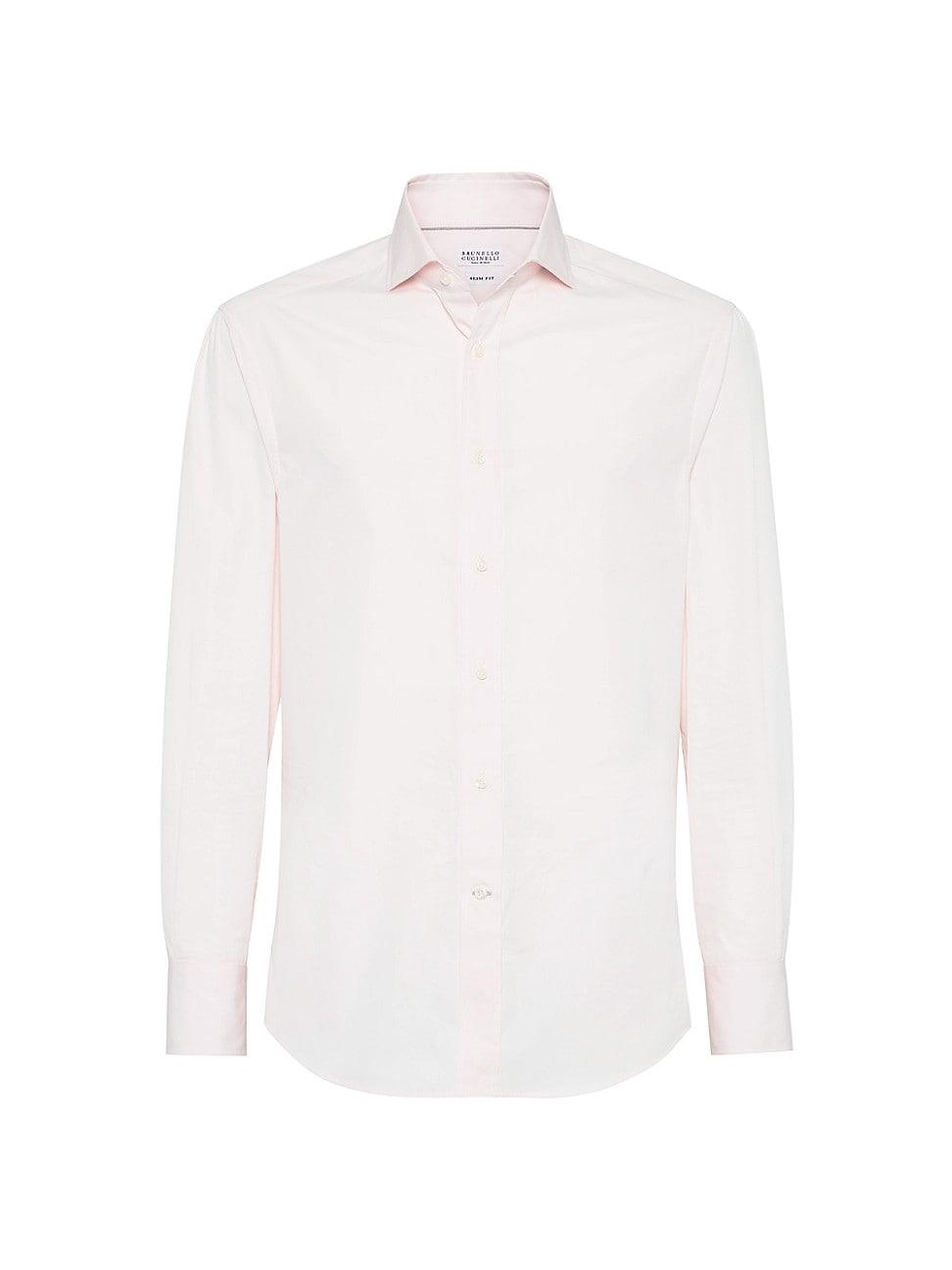 Mens Poplin Slim Fit Shirt with Spread Collar Product Image