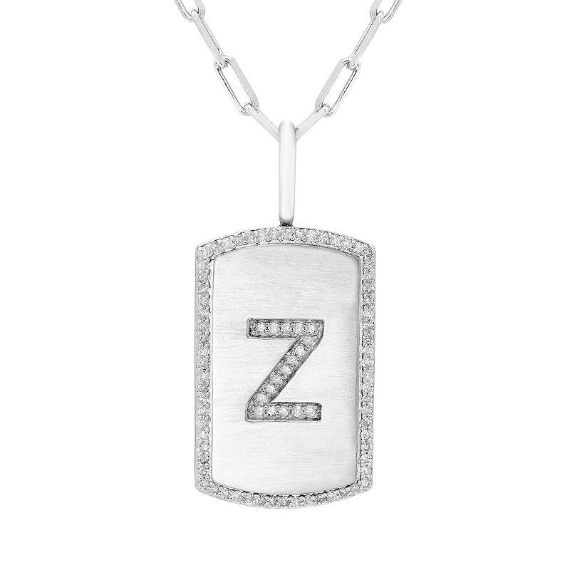 It's Personal Initial Sterling Silver & 1/4 Carat T.W. Diamond Dog Tag Necklace, Women's,  Product Image