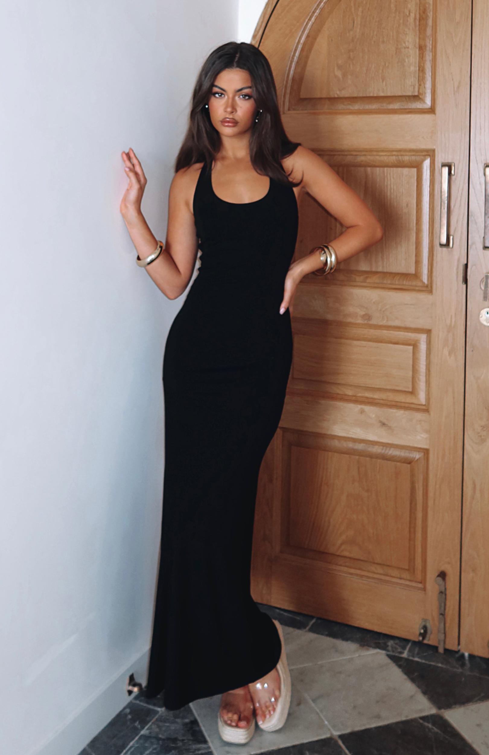 Took A Chance Halter Maxi Dress Black Product Image