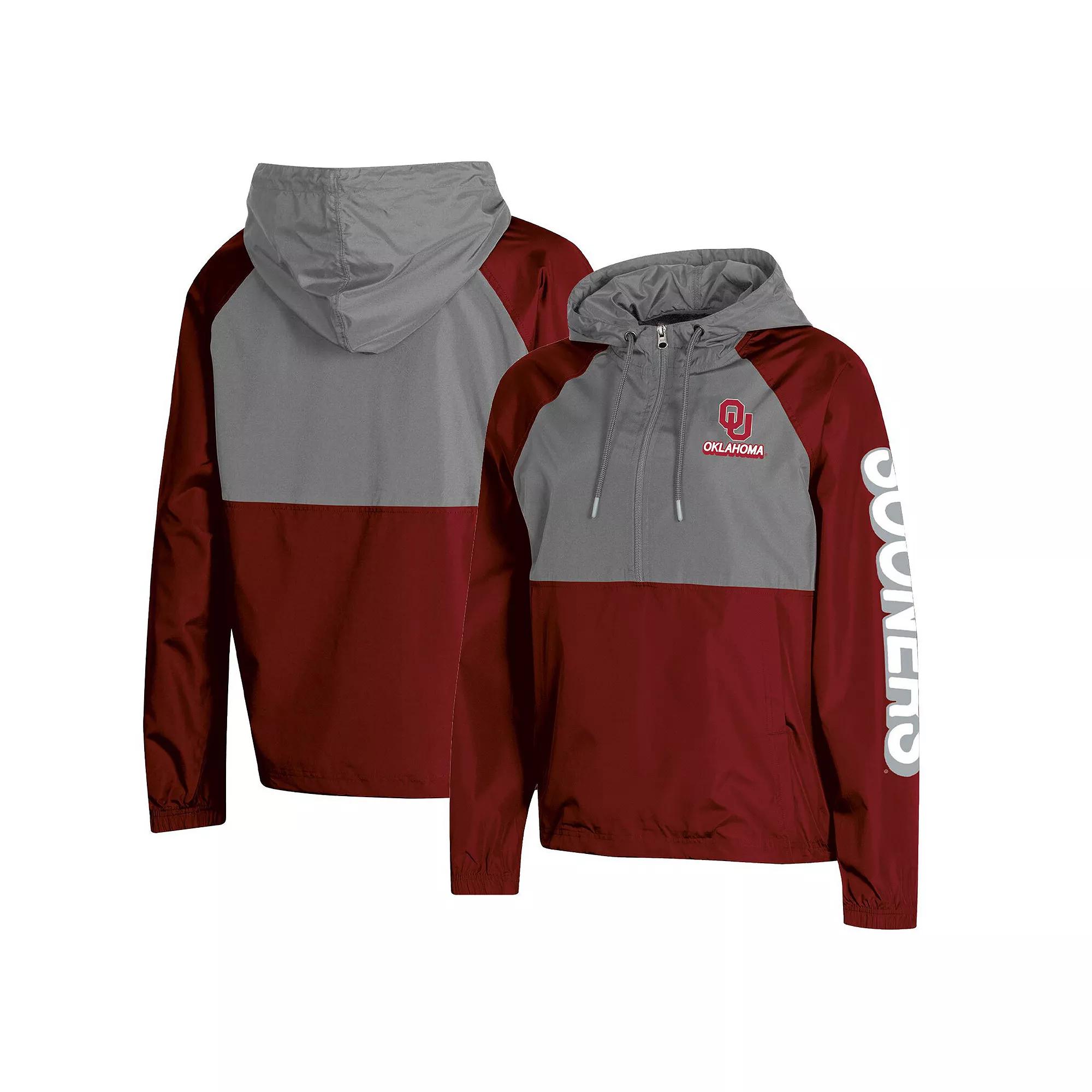 Women's Champion Crimson Oklahoma Sooners Colorblocked Packable Raglan Half-Zip Hoodie Jacket, Size: Small, Red Product Image