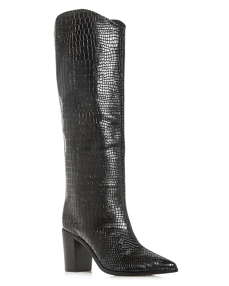 Schutz Maryana Leather Knee-High Croc Boot Womens at Urban Outfitters Product Image