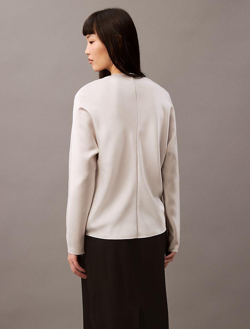 Satin V-Neck Blouse Product Image