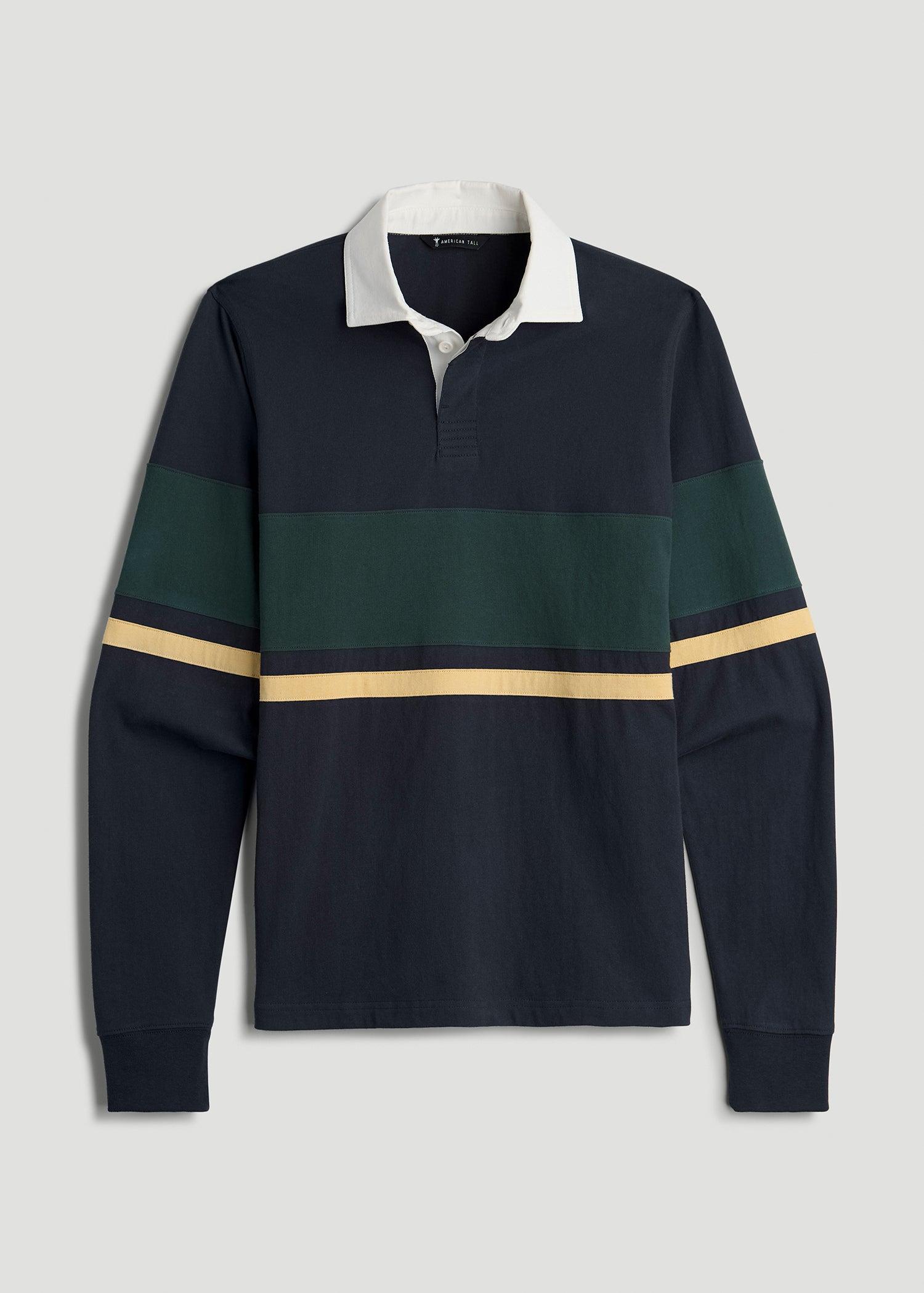 Rugby Long Sleeve Shirt for Tall Men in Navy Multi Male Product Image