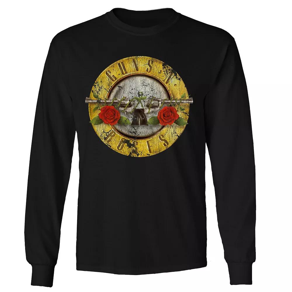 Men's Guns n' Roses Bullet Distress Long Sleeve Tee, Size: XL, Black Product Image