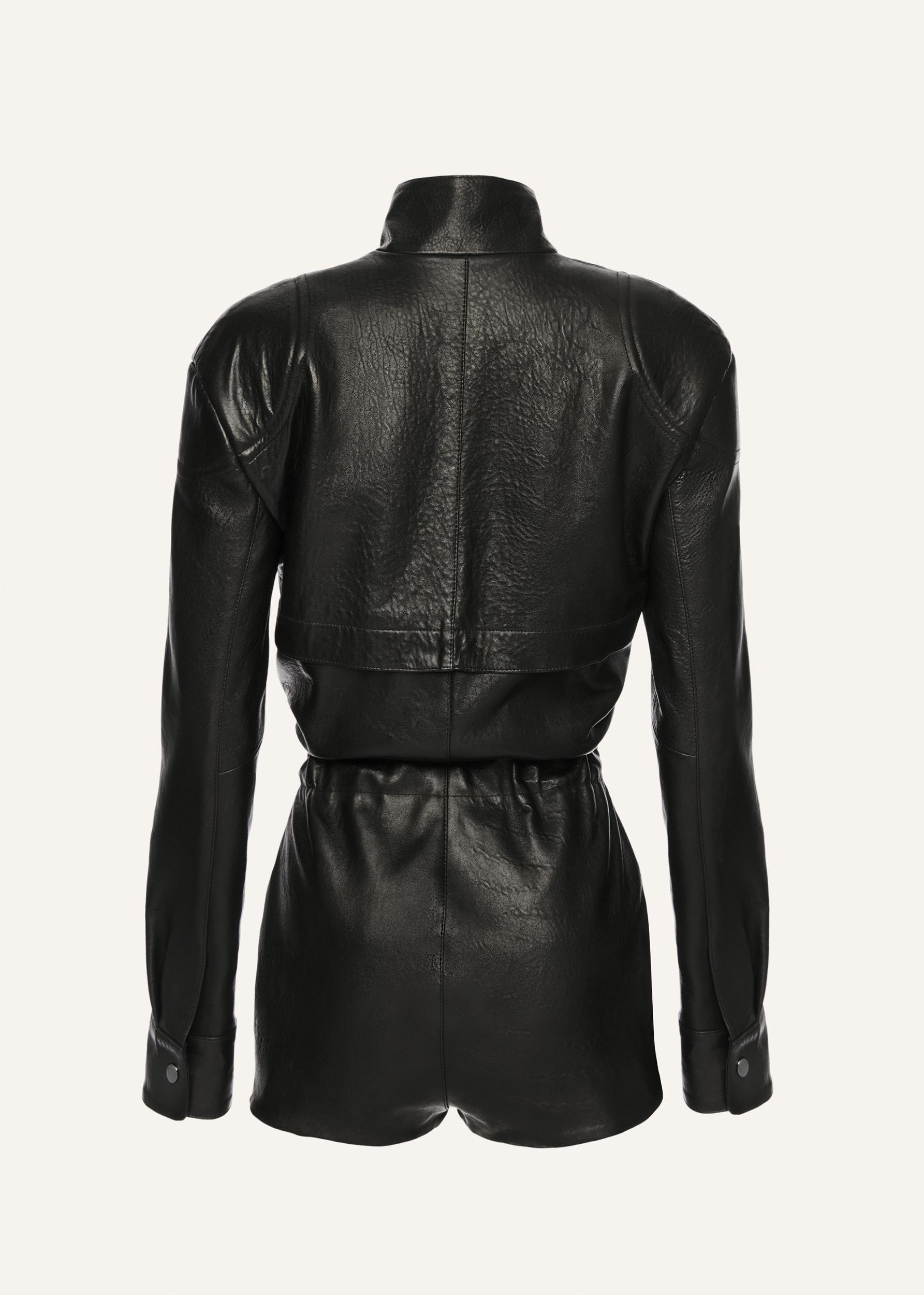 Belted bodysuit in black leather Product Image