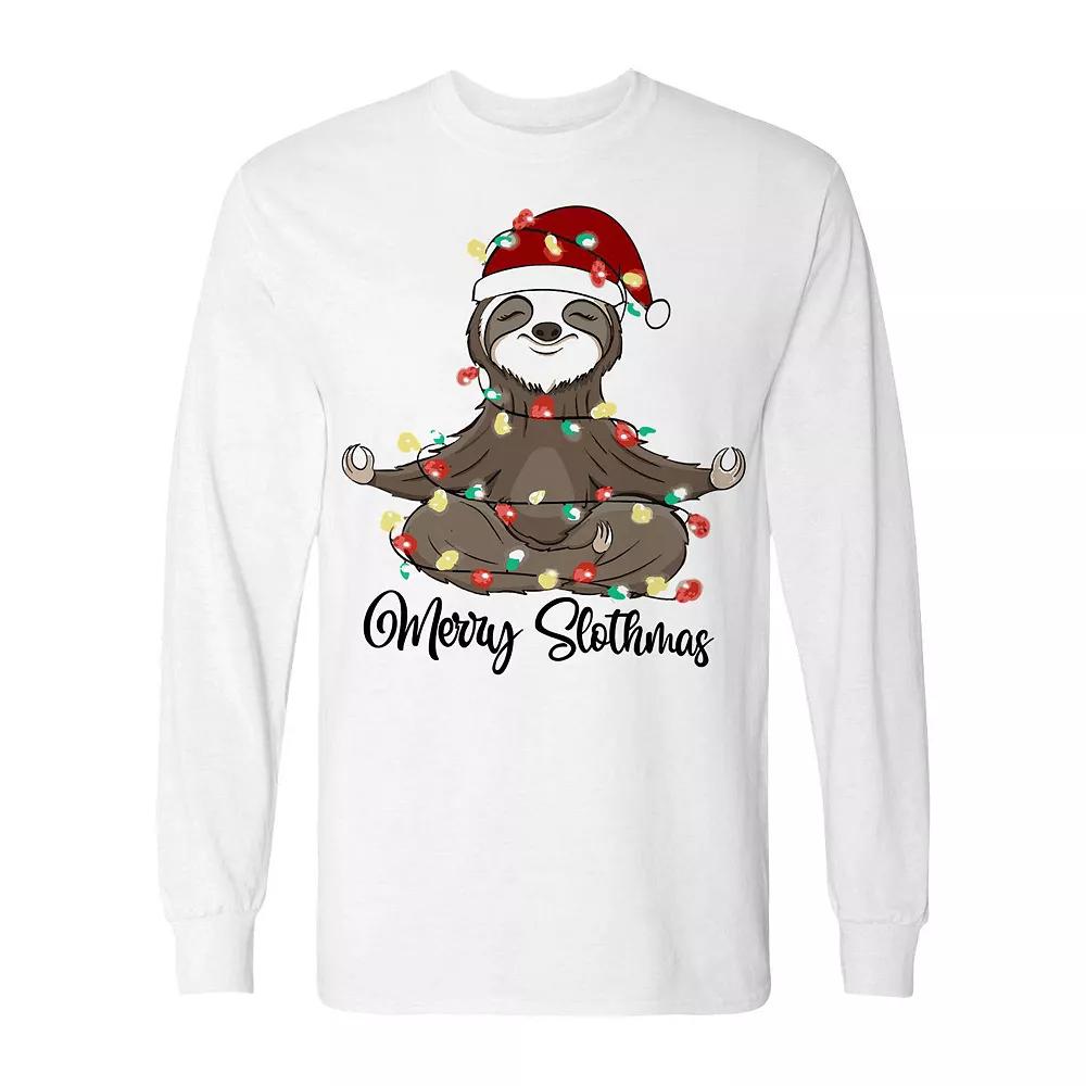Men's Christmas Merry Slothmas Long Sleeve Graphic Tee, Adult Unisex,  Product Image