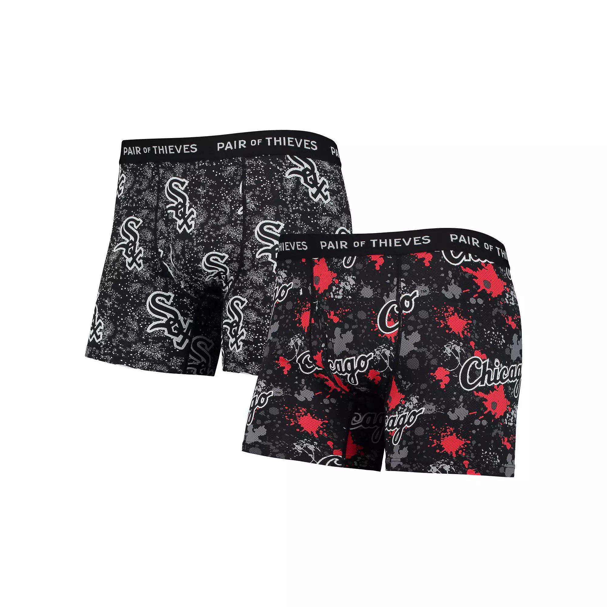 Men's Pair of Thieves Black Chicago White Sox Super Fit 2-Pack Boxer Briefs Set, Size: Small Product Image