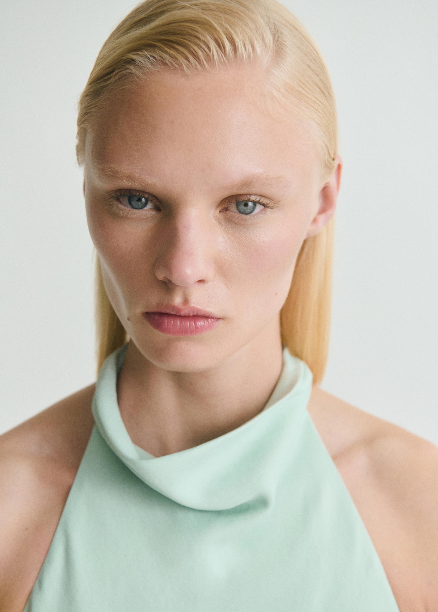 Satin halter neck dress - Women | MANGO USA Product Image