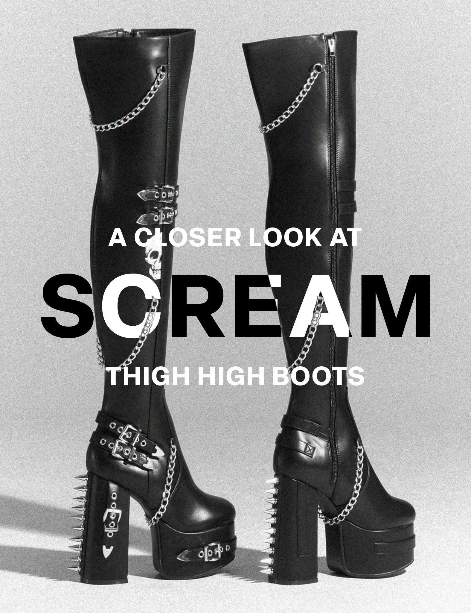 Scream Platform Thigh High Boots Product Image
