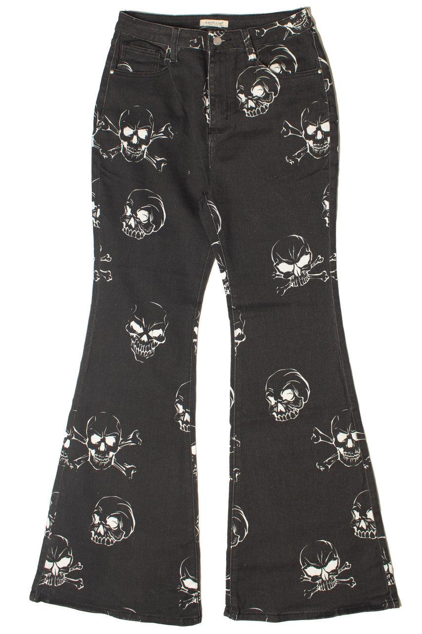 Skull Print Flare Jeans Product Image