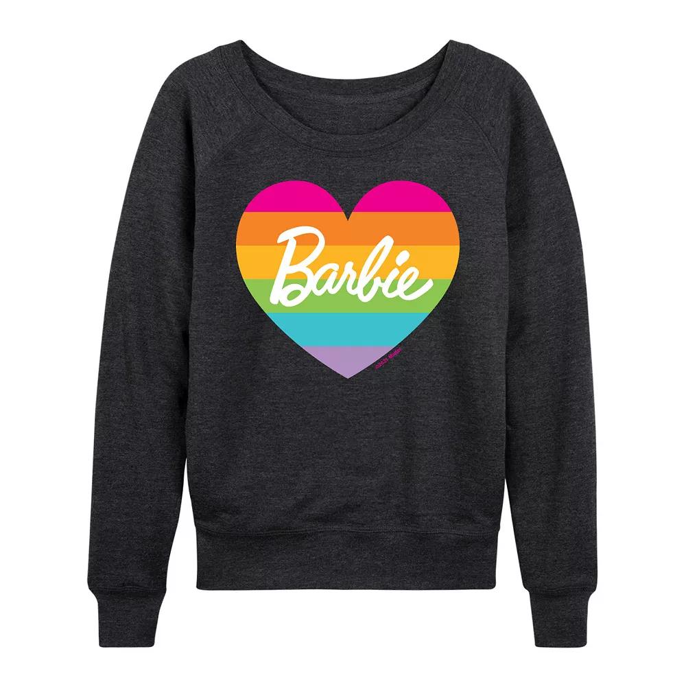 Women's Barbie® Pride Rainbow Heart French Terry Long Sleeve Tee, Girl's,  Product Image