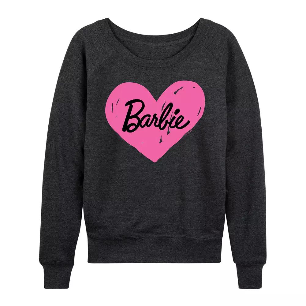 Women's Barbie® Hand Painted Heart Logo French Terry Long Sleeve Tee, Girl's,  Product Image