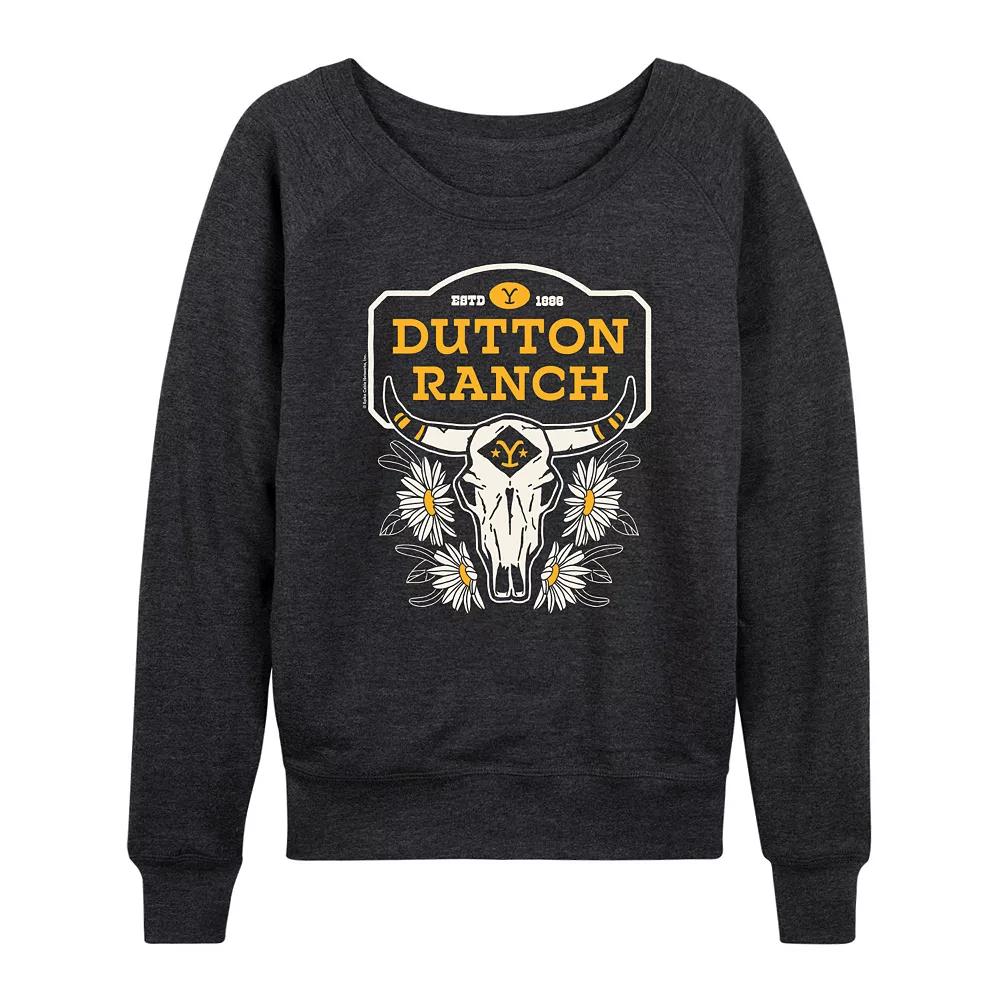 Women's Yellowstone Dutton Ranch Skull French Terry Long Sleeve Tee,  Product Image