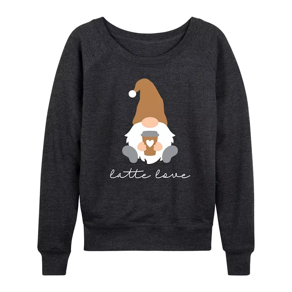 Women's Gnome Latte Love French Terry Long Sleeve Tee,  Product Image