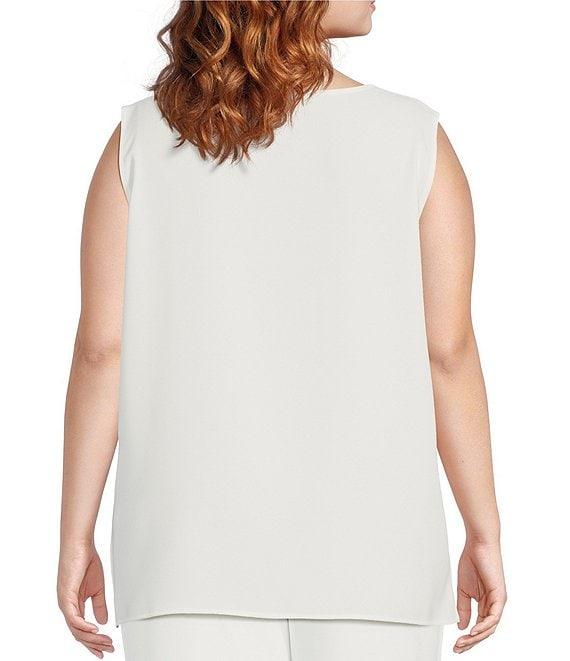 Caroline Rose Plus Size Matte Crepe Scoop Neck Sleeveless Tank Top Product Image