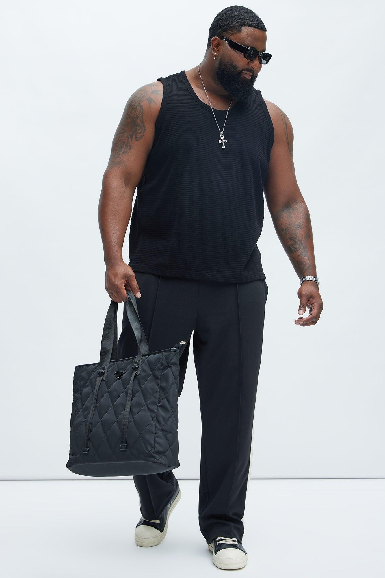 Athens Rib Textured Relaxed Tank - Black Product Image