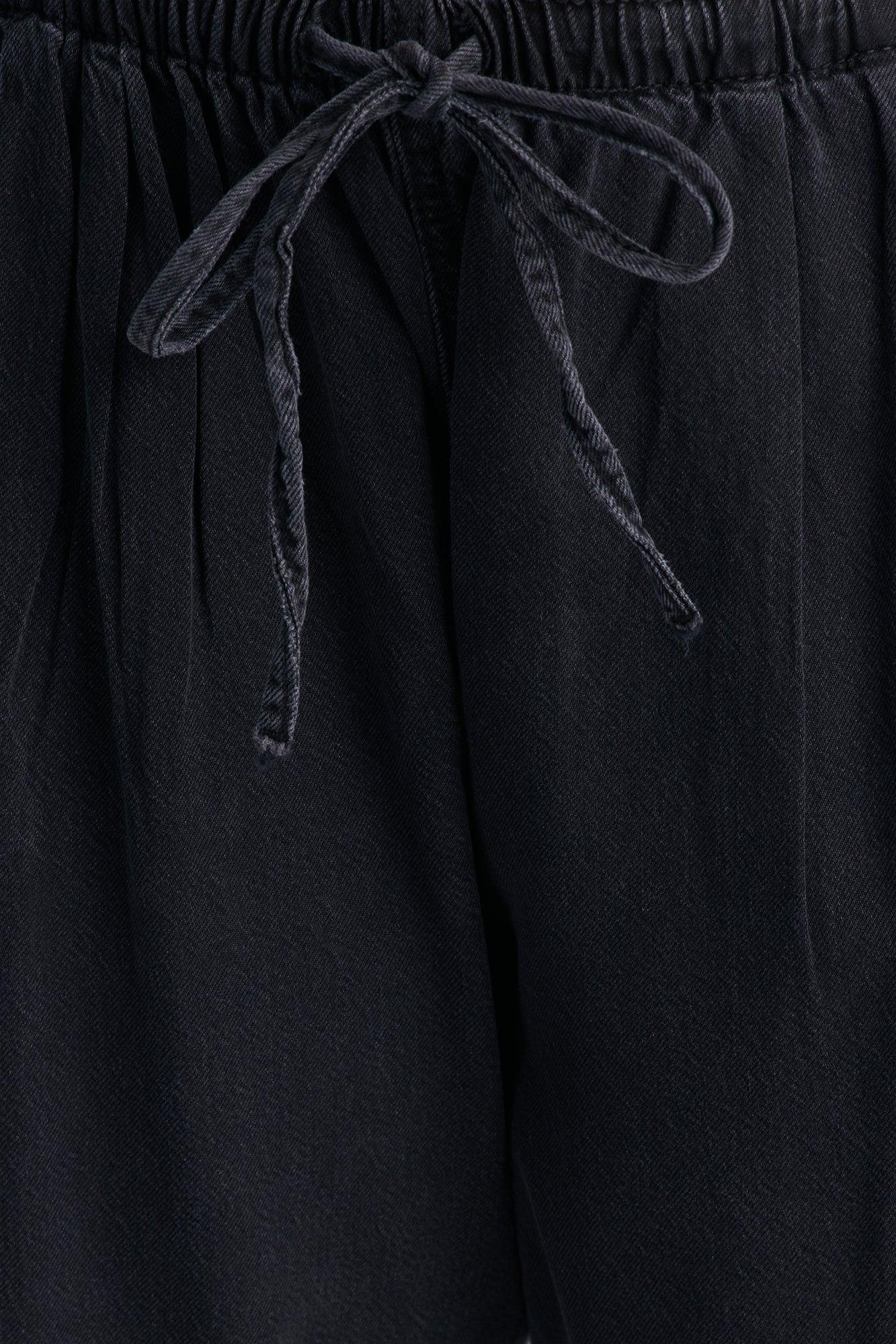 Baeside Tie Waist Wide Leg Jeans - Black Female Product Image