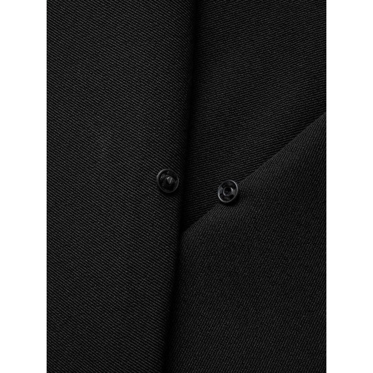 Plus Size Suit Collar Metal Detail Lantern Sleeve Dress Black Women Workwear Essentials Button Suit Collar Sleeveless Curvy BloomChic 30/6X Product Image