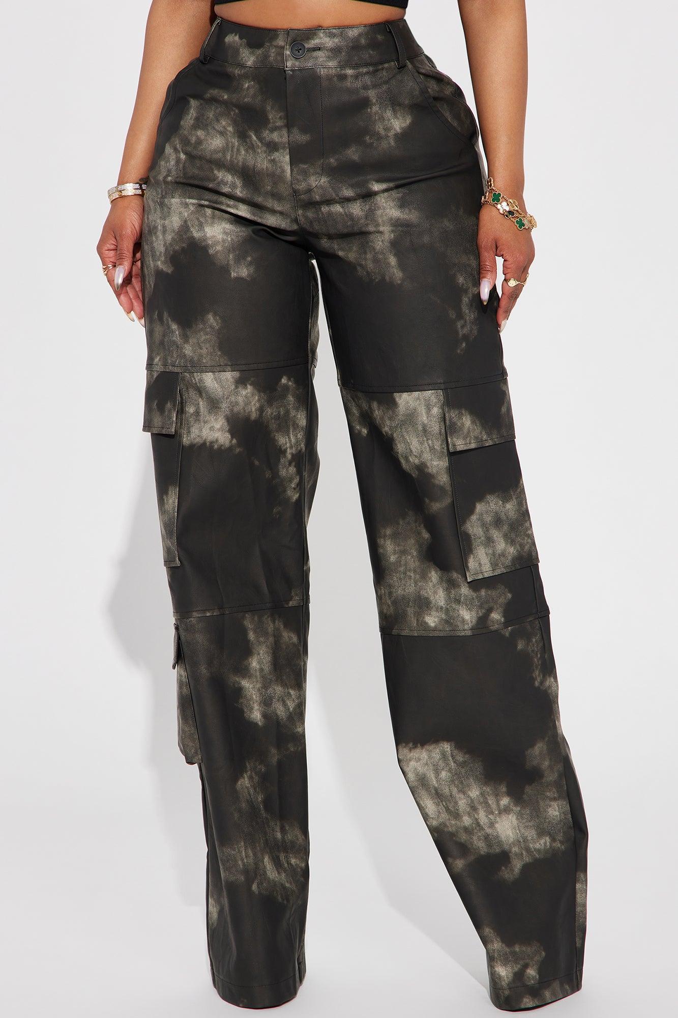 Alexa Washed Faux Leather Cargo Pant - Black Product Image