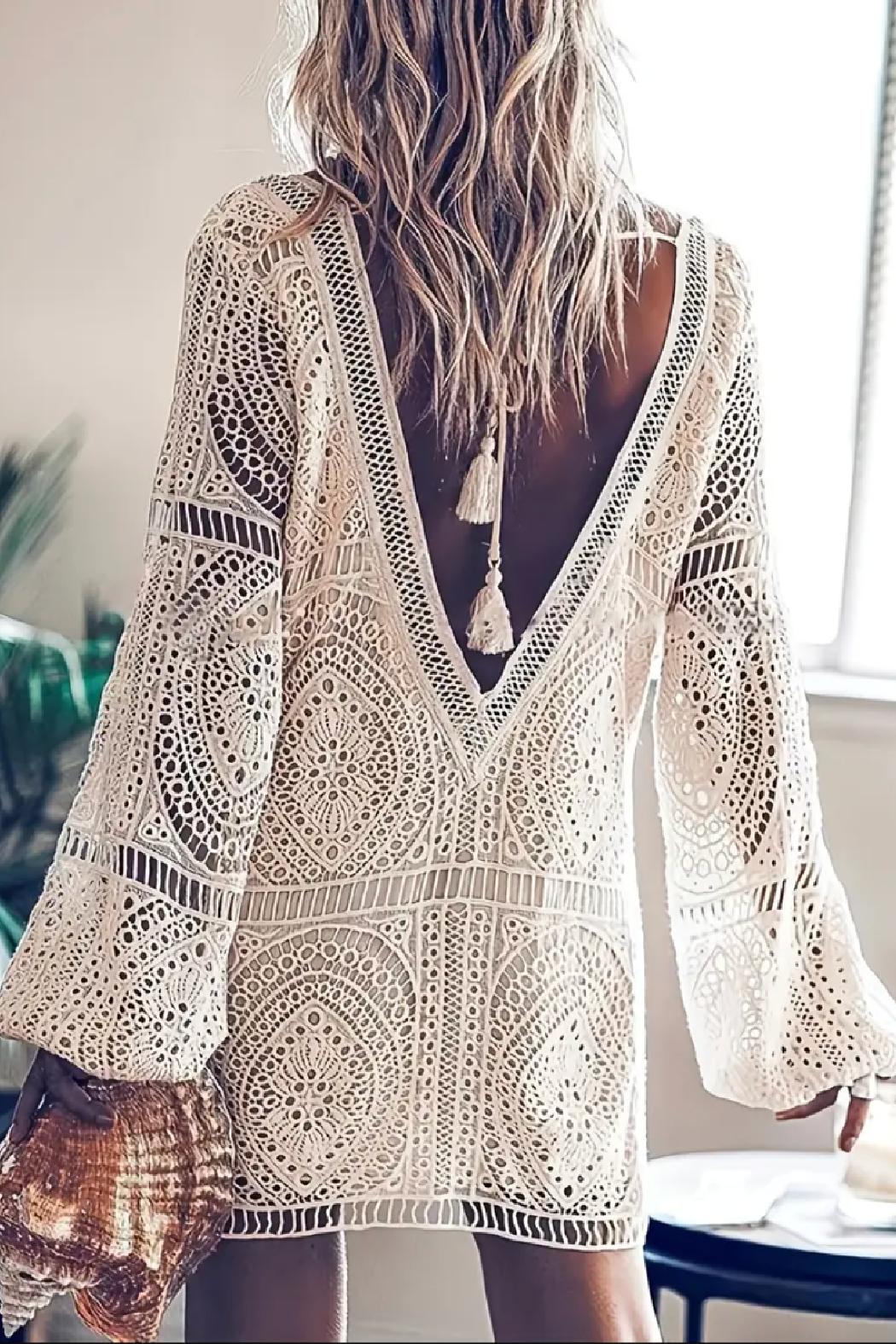 Lightweight Crochet Mini Dress Product Image