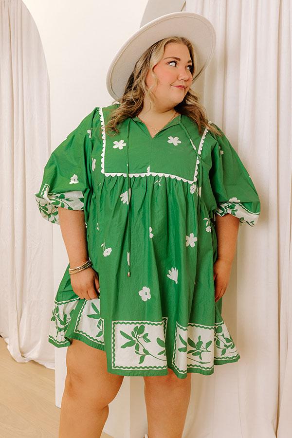 Picture Perfect Floral Mini Dress in Kelly Green Curves Product Image