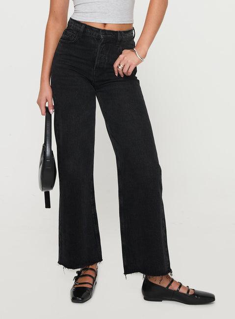 Fawcett High Rise Straight Leg Jeans Washed Black Product Image