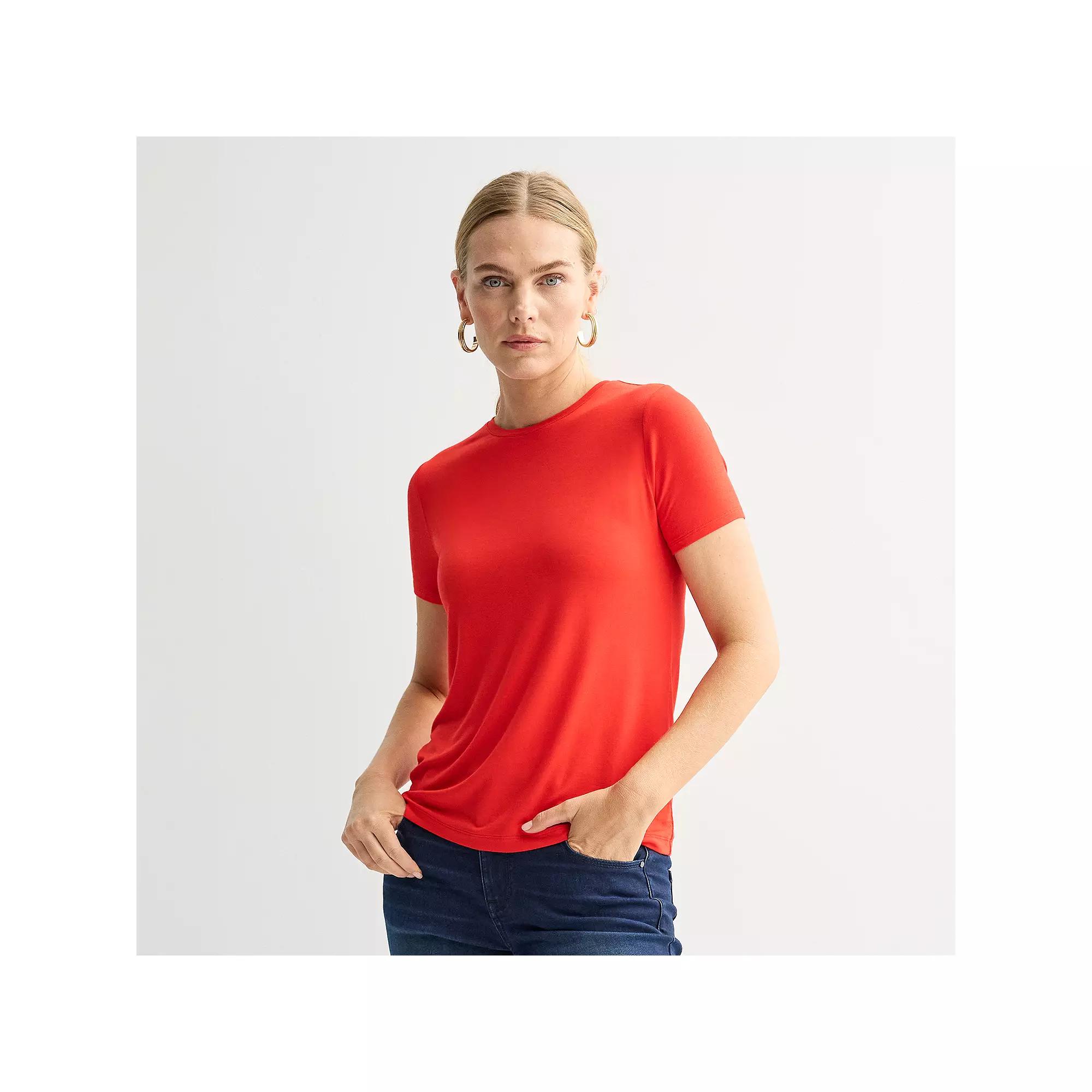 Women's Nine West Essential Crewneck Tee, Size: Large, Raleigh Red Product Image